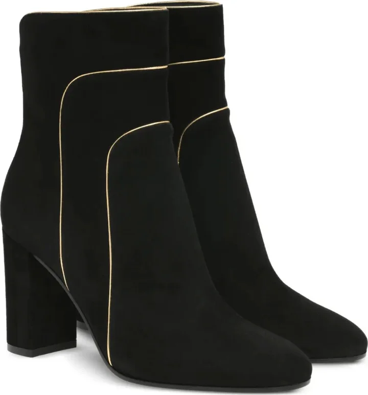 Gold-Trim Suede Boots - Image 2