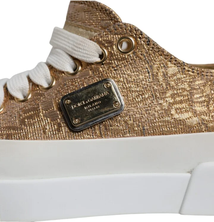 Gold White Logo Low Top Sneakers Women's Shoes (Pre-Owned) - Image 6