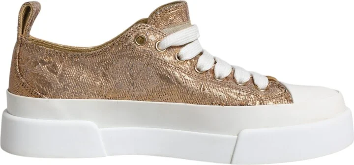 Gold White Logo Low Top Sneakers Women's Shoes (Pre-Owned)