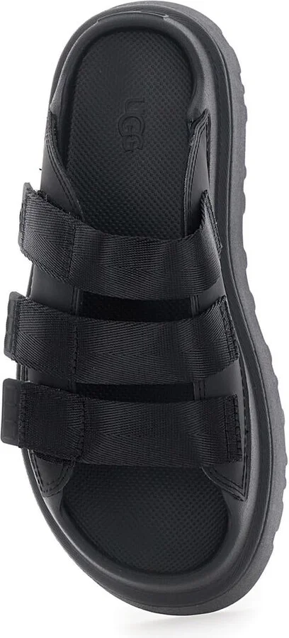 'Golden Glow' Black Sandals With Round Open Toe In Tech Fabric Woman - Image 4