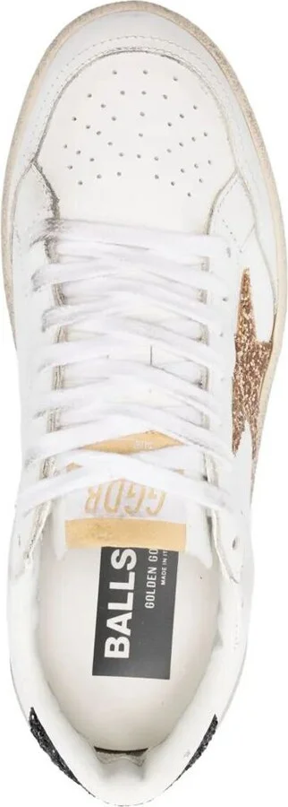 Golden Goose Ball Star 2 Sneakers With Gold Glitter Star And Black Glitter Heel Tab Shoes - Image 4