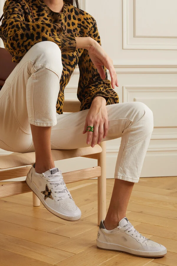 Golden Goose - Ball Star Distressed Calf Hair And Canvas-trimmed Leather Sneakers - White - Image 2