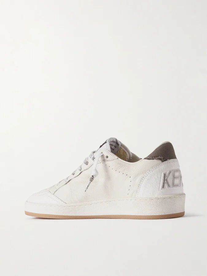 Golden Goose - Ball Star Distressed Calf Hair And Canvas-trimmed Leather Sneakers - White - Image 3