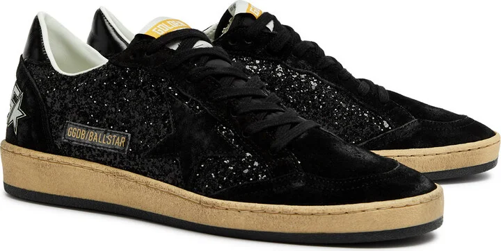 Golden Goose Ball Star Distressed Glittered Suede Sneakers - Image 2
