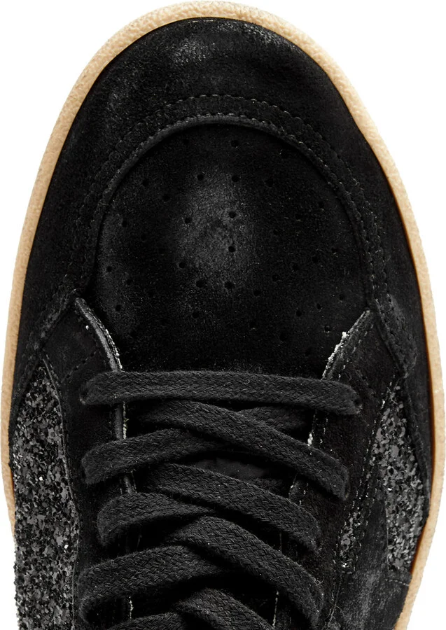 Golden Goose Ball Star Distressed Glittered Suede Sneakers - Image 4