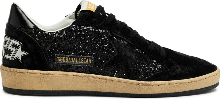 Golden Goose Ball Star Distressed Glittered Suede Sneakers