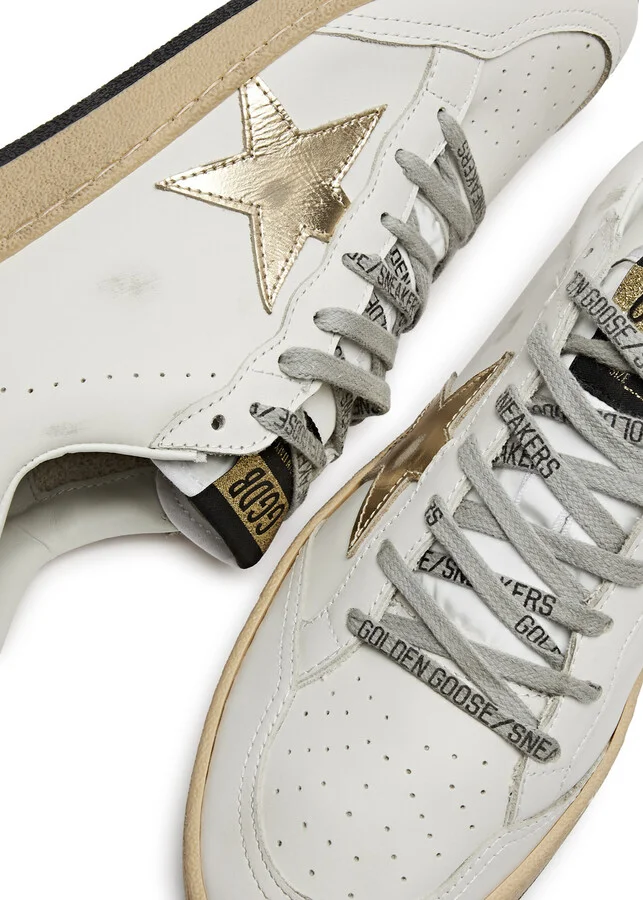 Golden Goose Ball Star Distressed Leather Sneakers - Image 3