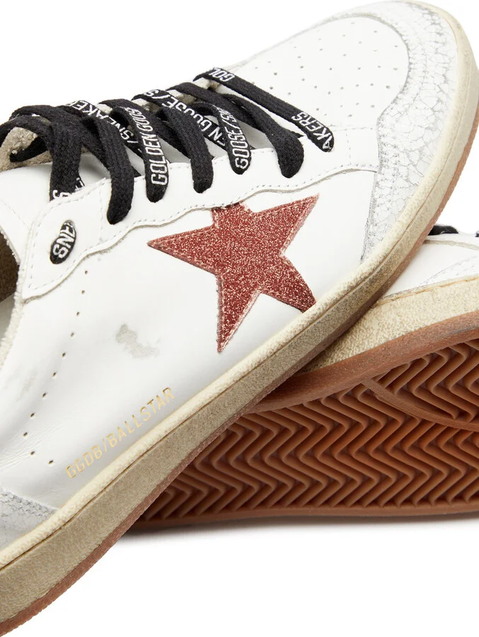 Golden Goose Ball Star Distressed Leather Sneakers - Image 4