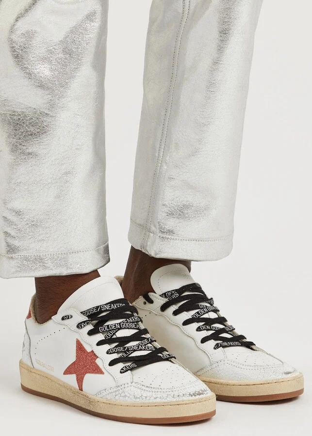 Golden Goose Ball Star Distressed Leather Sneakers - Image 5