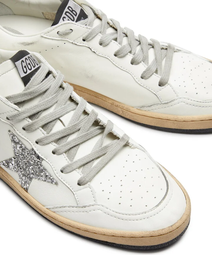Golden Goose Ball Star Distressed Leather Sneakers - Image 3