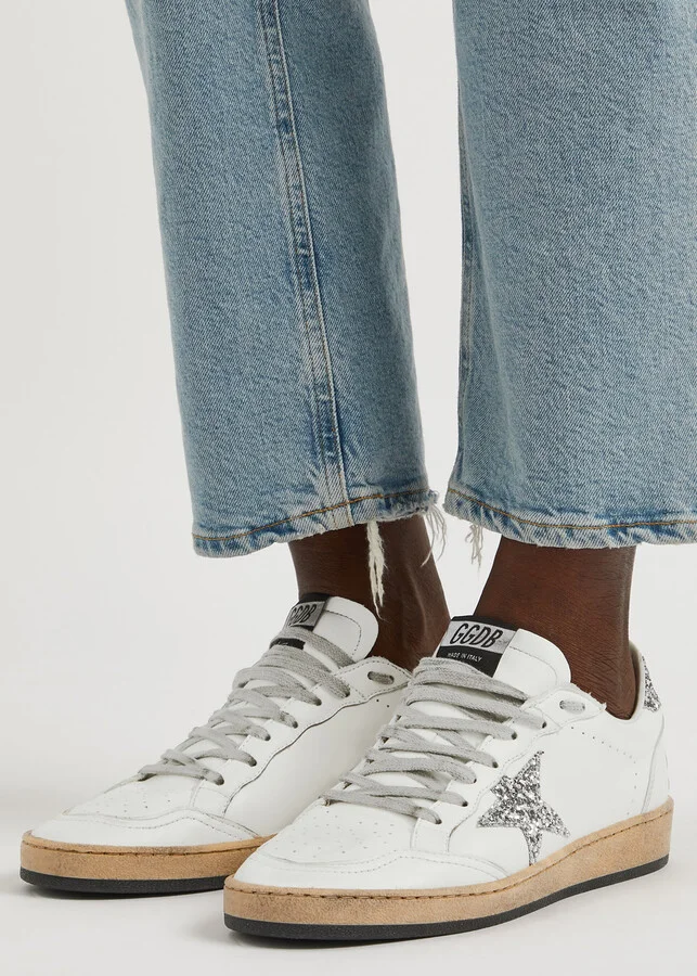 Golden Goose Ball Star Distressed Leather Sneakers - Image 5