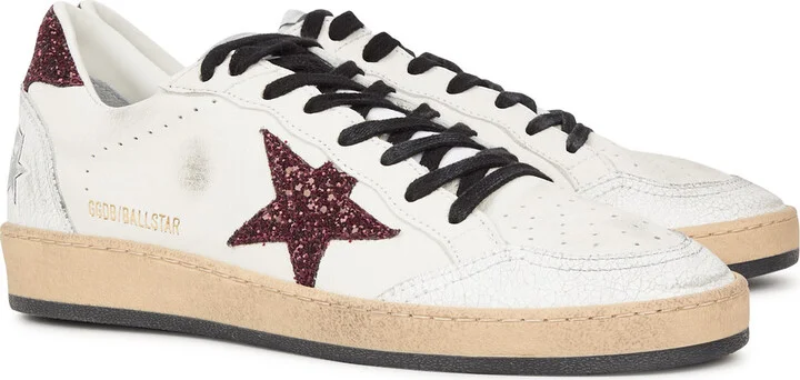 Golden Goose Ball Star Distressed Leather Sneakers - Image 2