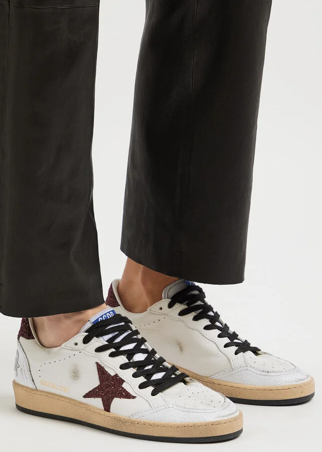 Golden Goose Ball Star Distressed Leather Sneakers - Image 5