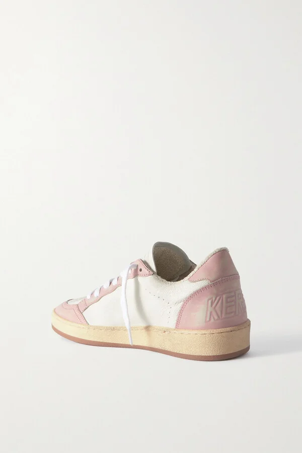 Golden Goose - Ball Star Distressed Leather Sneakers - Pink - Image 3