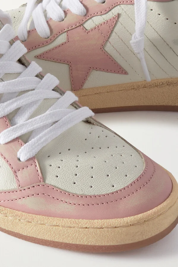 Golden Goose - Ball Star Distressed Leather Sneakers - Pink - Image 4