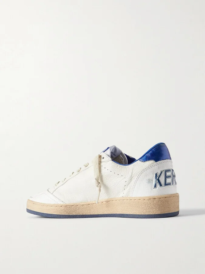 Golden Goose - Ball Star Distressed Leather Sneakers - White - Image 3