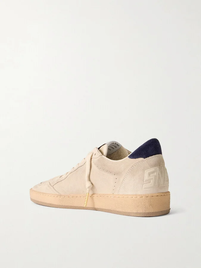 Golden Goose - Ball Star Distressed Leather-trimmed Suede Sneakers - Off-white - Image 3