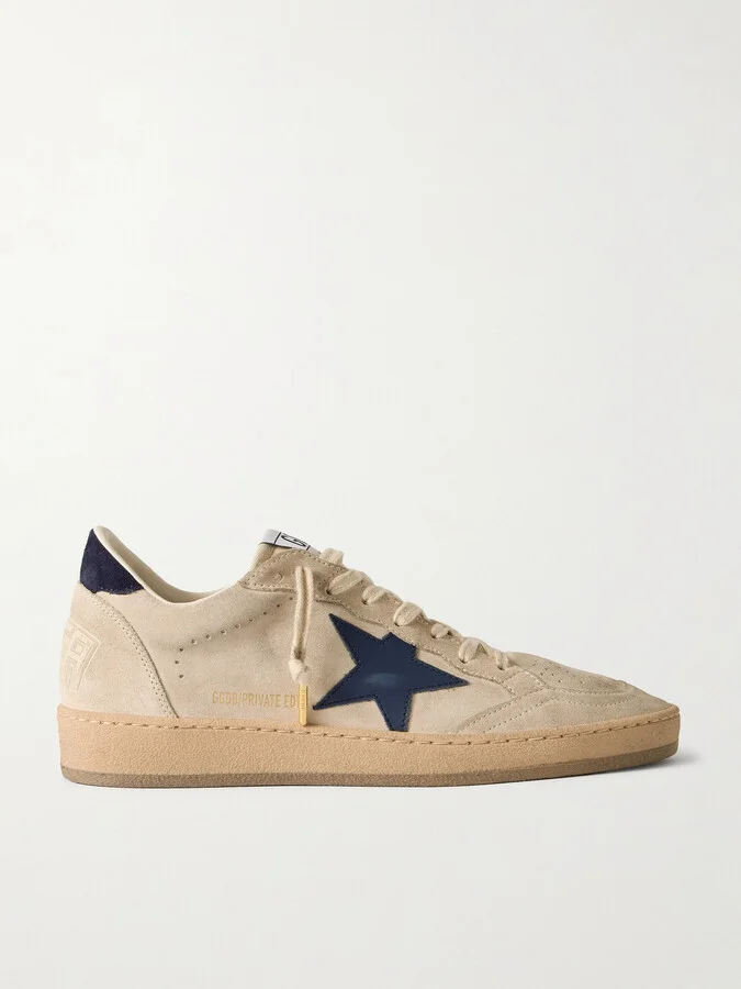 Golden Goose - Ball Star Distressed Leather-trimmed Suede Sneakers - Off-white