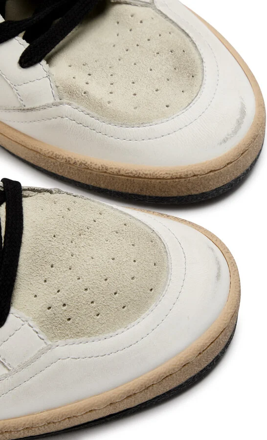 Golden Goose Ball Star Distressed Panelled Leather Sneakers - Image 3