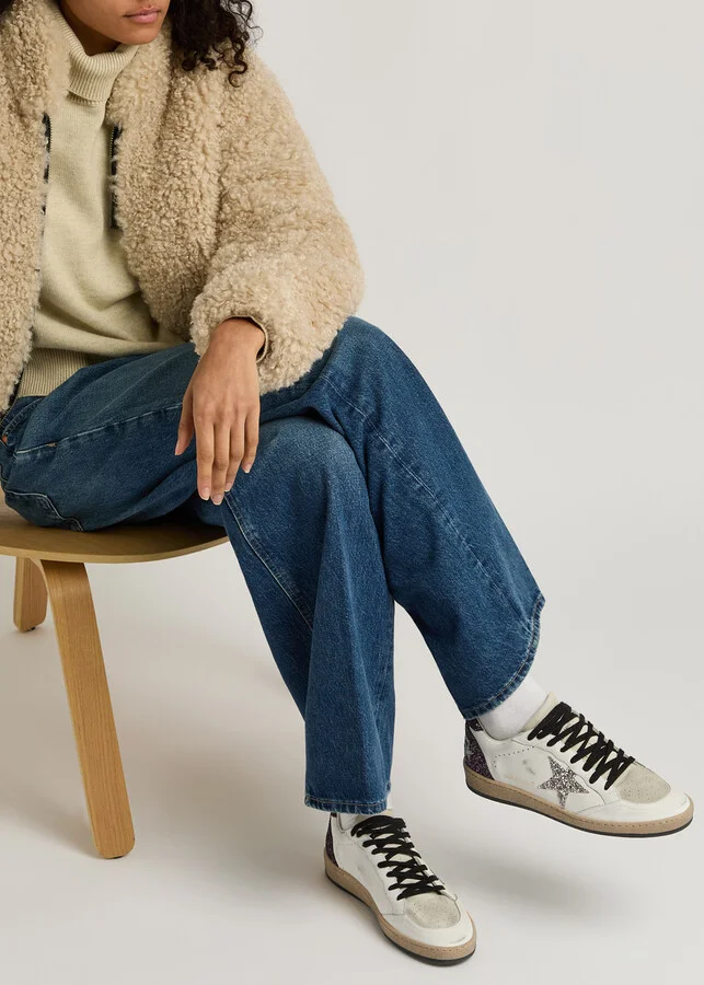 Golden Goose Ball Star Distressed Panelled Leather Sneakers - Image 5