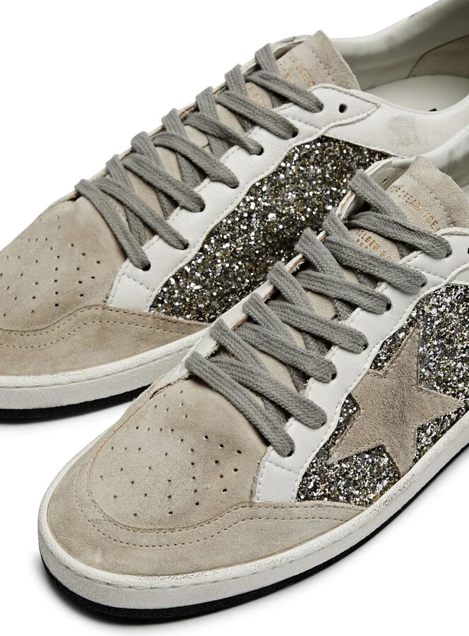 Golden Goose Ball Star Glittered Suede Sneakers - Image 3