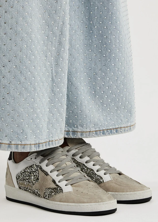 Golden Goose Ball Star Glittered Suede Sneakers - Image 5