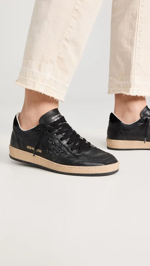 Golden Goose Ball Star Nappa Upper Glitter Star Suede Heel Sneakers - Image 3
