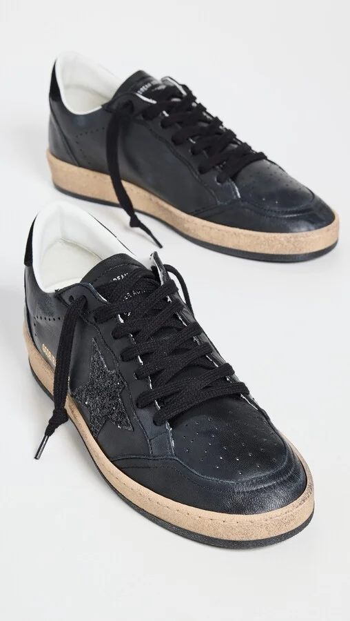 Golden Goose Ball Star Nappa Upper Glitter Star Suede Heel Sneakers - Image 4