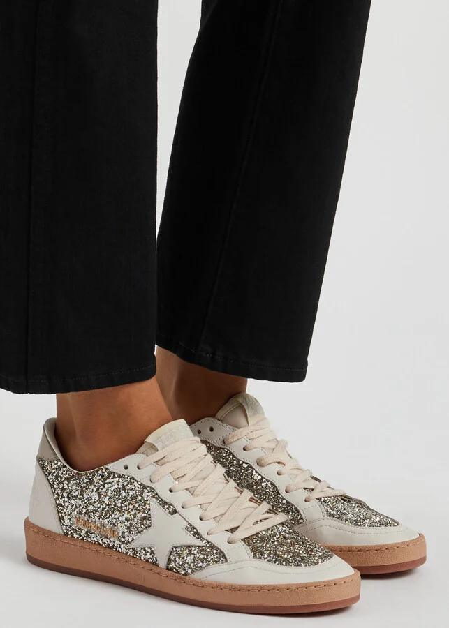 Golden Goose Ball Star Panelled Glittered Sneakers - Image 5