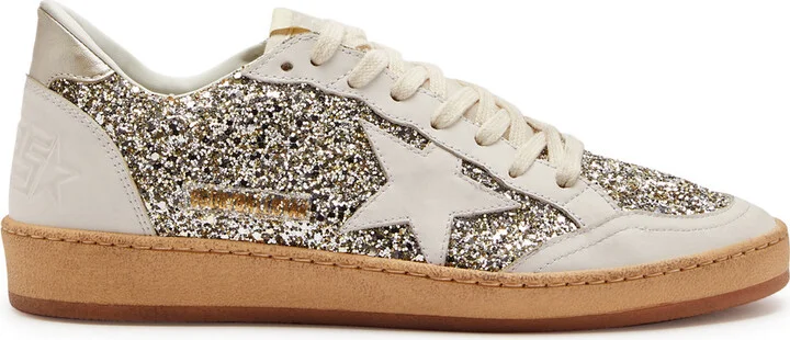 Golden Goose Ball Star Panelled Glittered Sneakers