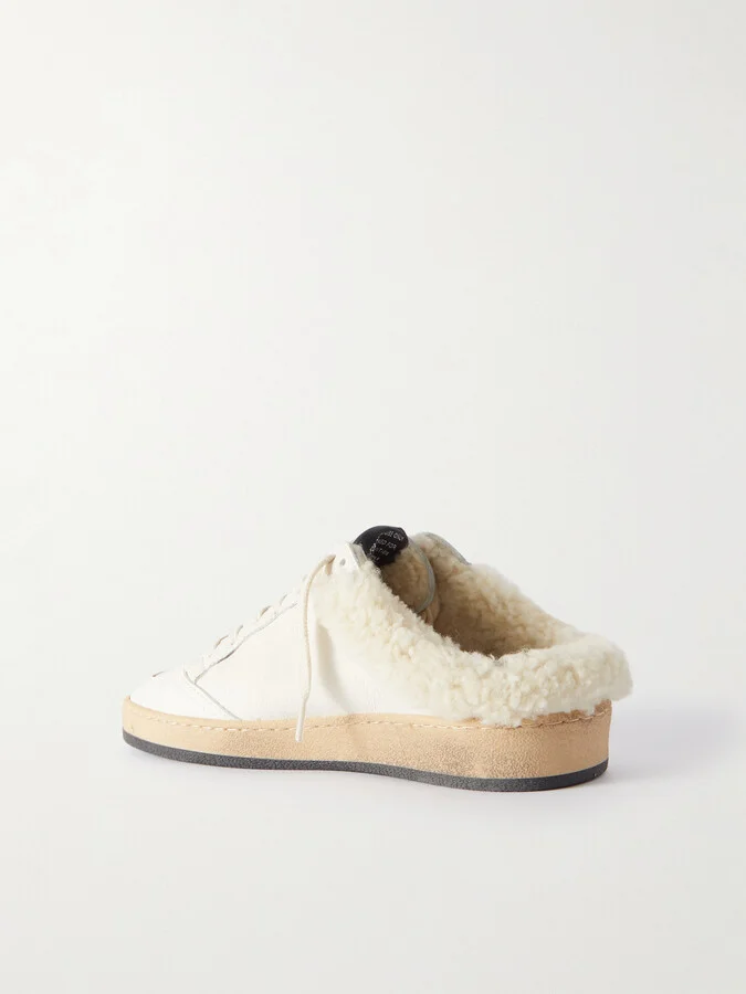 Golden Goose - Ball Star Sabot Shearling-lined Leather Slip-on Sneakers - White - Image 3