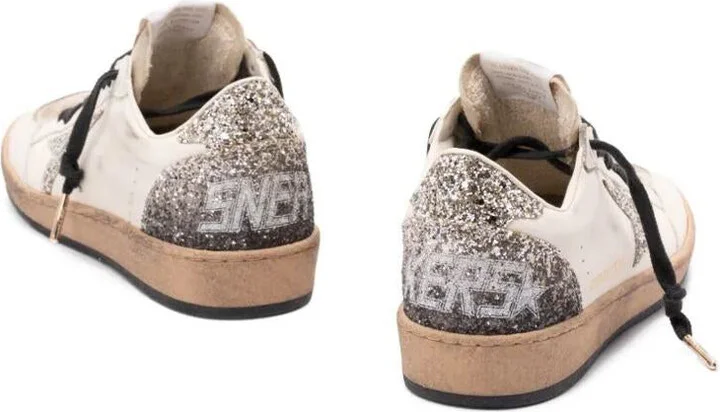 Golden Goose Ball Star Sneakers In Vintage Effect Leather And Suede With Glittered Star And Heel Tab Shoes - Image 3