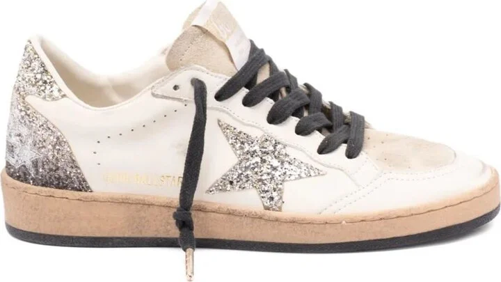 Golden Goose Ball Star Sneakers In Vintage Effect Leather And Suede With Glittered Star And Heel Tab Shoes