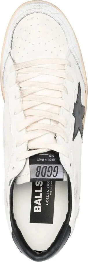Golden Goose Ball Star Sneakers In White Nappa Leather With Black Star Shoes - Image 2