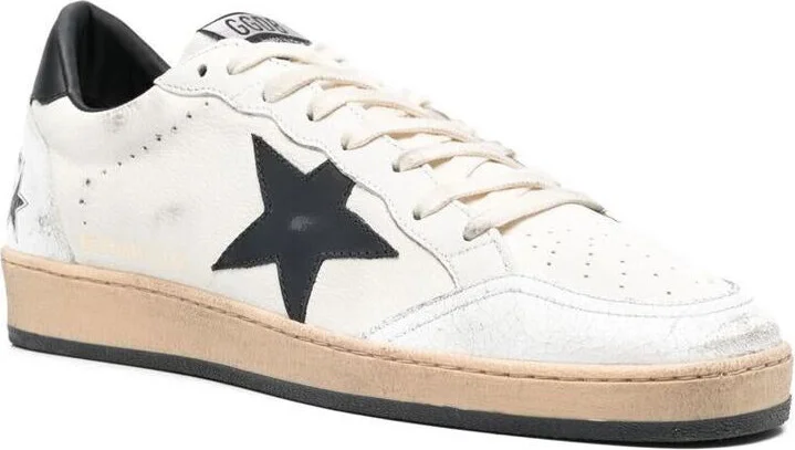 Golden Goose Ball Star Sneakers In White Nappa Leather With Black Star Shoes - Image 3