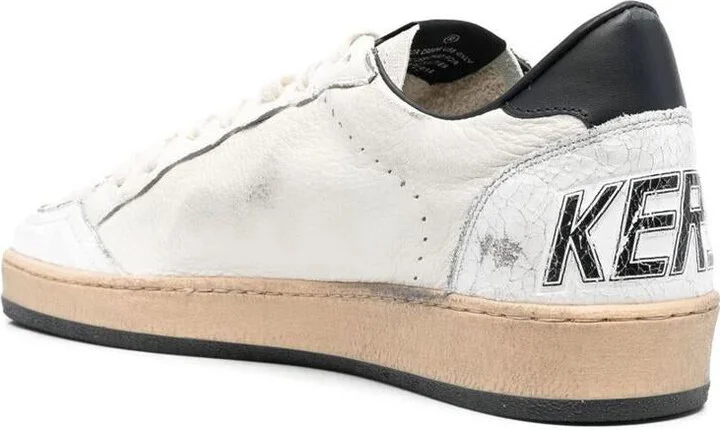 Golden Goose Ball Star Sneakers In White Nappa Leather With Black Star Shoes - Image 4