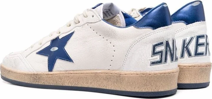 Golden Goose Ball Star Sneakers In White Nappa With Blue Star And Heel Tab Shoes - Image 2