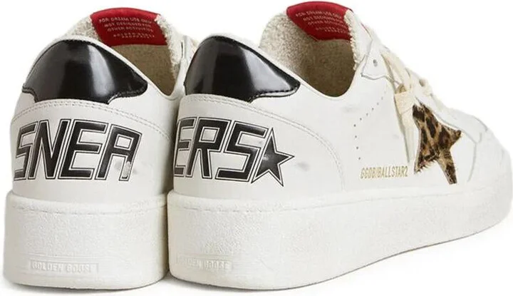 Golden Goose Ball Star Sneakers With Leopard Pony Skin Star And Black Laminated Leather Heel Tab Shoes - Image 3