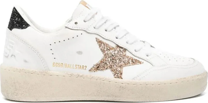 Golden Goose Ballstar 2 Leather Upper And Spur Glitter Star And Heel Shoes
