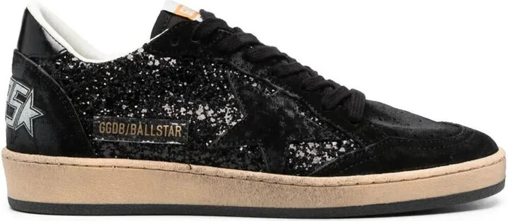 Golden Goose "Ballstar" Glitter Upper Nylon Tongue Suede Toe Star And Spur Shoes