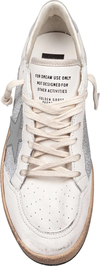 Golden Goose Ballstar In Nappa And Glitter Natural And Silver Color - Image 3