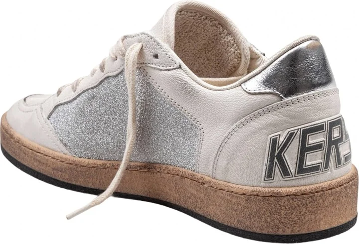 Golden Goose Ballstar In Nappa And Glitter Natural And Silver Color - Image 4