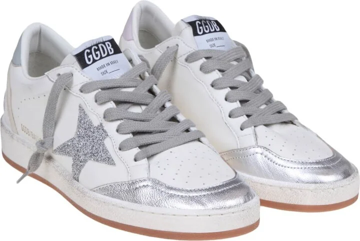 Golden Goose Ballstar In White And Silver Leather - Image 2