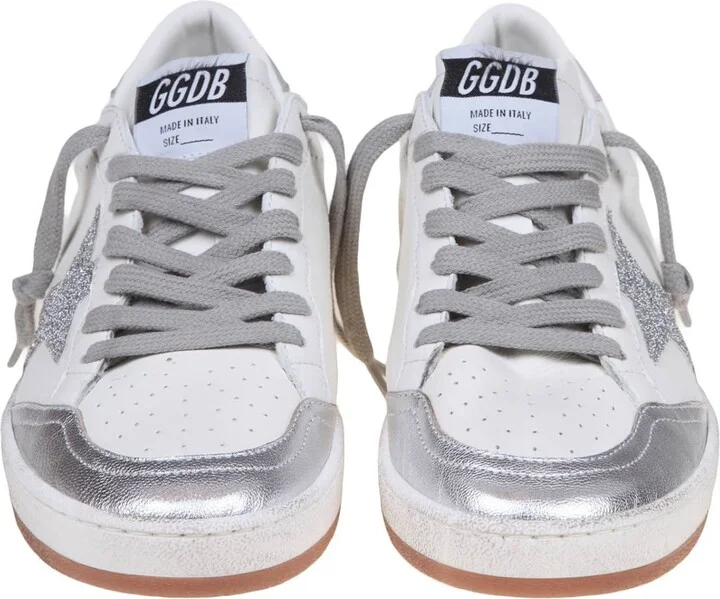 Golden Goose Ballstar In White And Silver Leather - Image 4