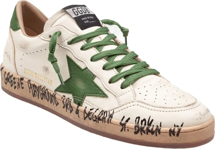 Golden Goose Ballstar Leather Sneakers White And Green - Image 2