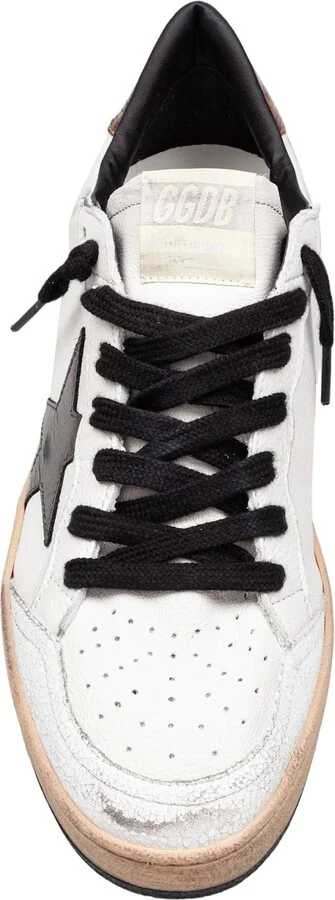 Golden Goose Ballstar Leather Sneakers, White/grey - Image 3