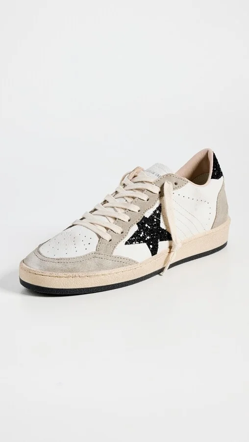 Golden Goose Ballstar Nappa Quarter Glitter Star and Heel Suede Toe and Spur Sneakers - Image 2