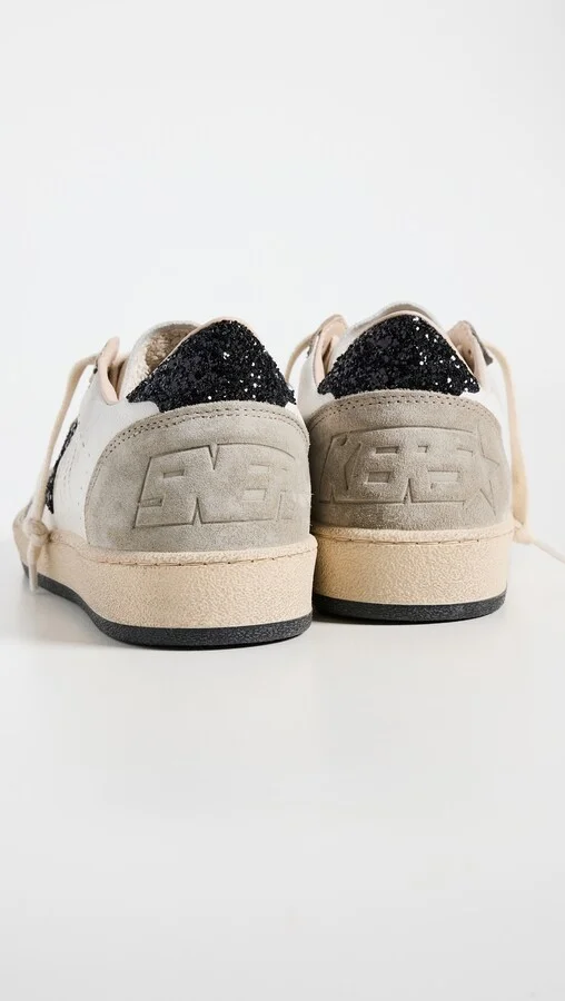 Golden Goose Ballstar Nappa Quarter Glitter Star and Heel Suede Toe and Spur Sneakers - Image 5