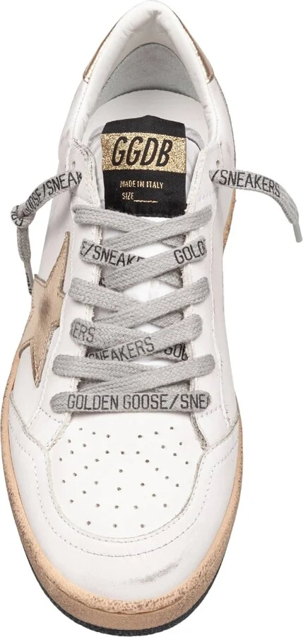 Golden Goose Ballstar Sneakers In White And Gold Leather - Image 3