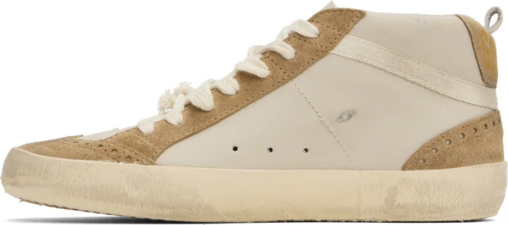Golden Goose Beige & Brown Mid Star Classic Sneakers - Image 3